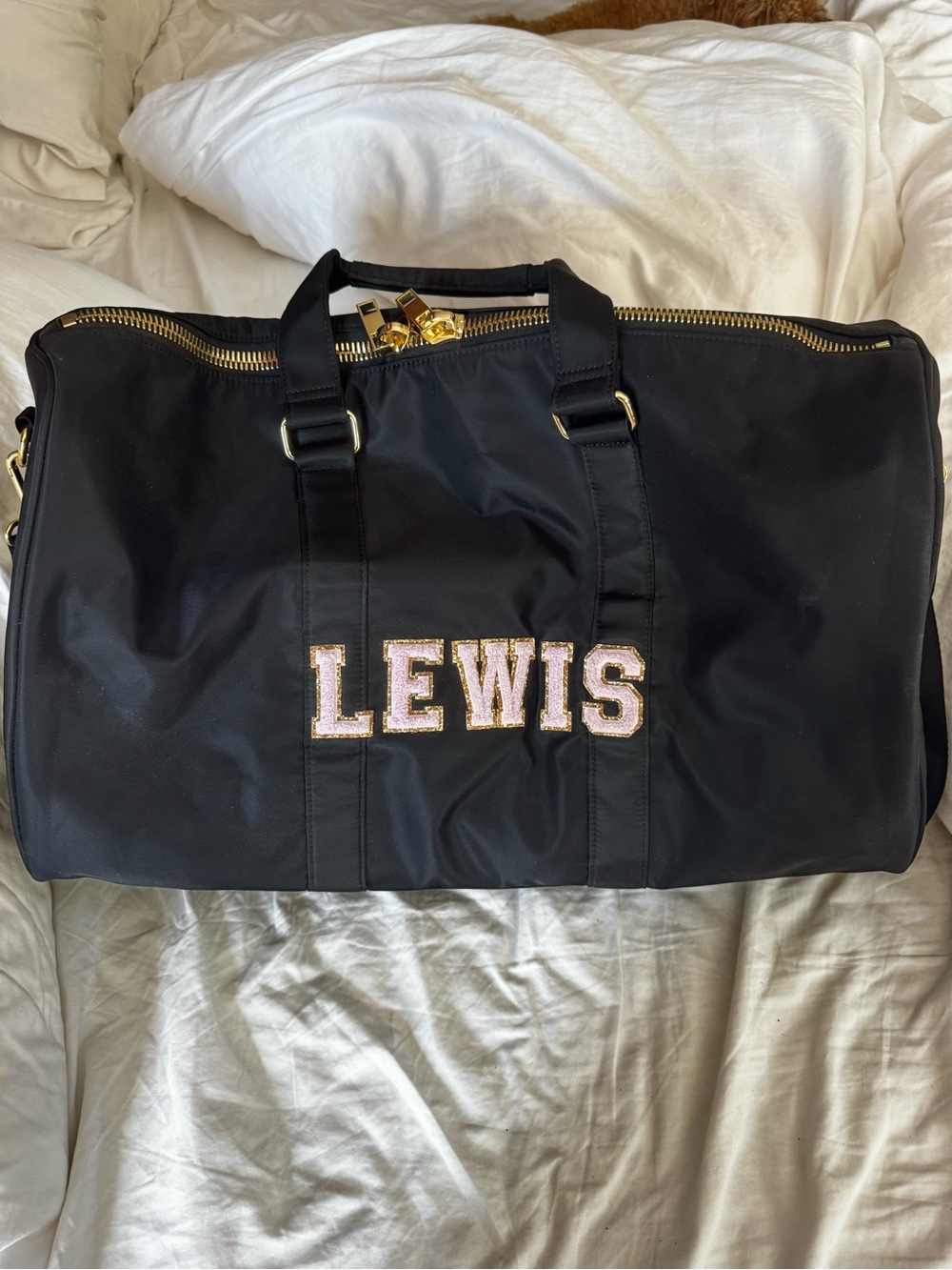 NWOT Stoney Clover Lane Black Tote with Gold Hardware - Lewis Monogram